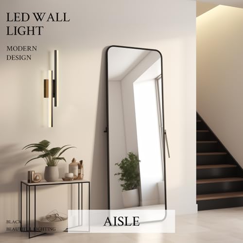 LED Wall Sconce Black Modern Remote Wall Light Fixtures for Living Room
