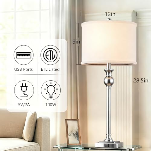 28" Modern Table Lamps Set of 2 for Living Room (2 Count)