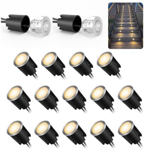 16 Pack LED Recessed Deck Lights with Protecting Shell (16 Count)