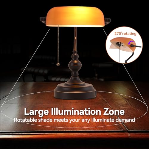 Bankers Desk Lamp with USB A and Type C Charging Port