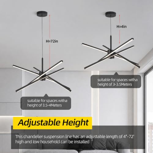 Black 27 inches Modern Sputnik Chandelier 50W LED Chandeliers