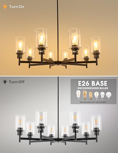 8 Light Black Chandelier for Dining Room Light Fixture