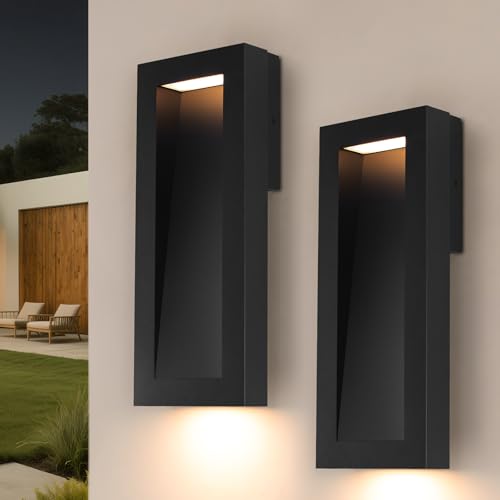 Modern Outdoor Wall Light with LED (2 Count)