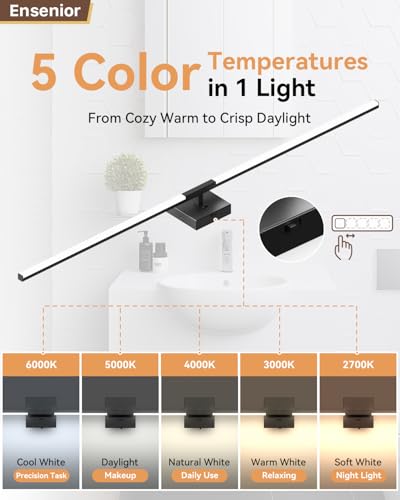 48" Modern Black Bathroom Vanity Lights