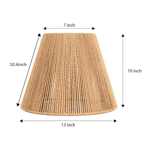 Boho Rattan Lamp Shade 7'' Top 13'' Bottom 10'' Heigh Cozy Vibe Decor Shade