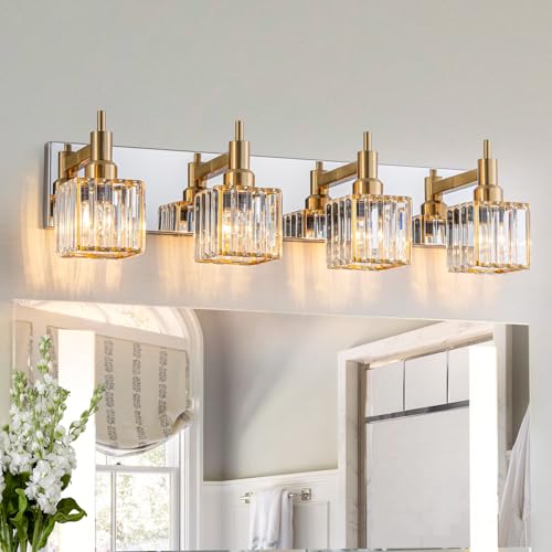 Crystal Bathroom Light Gold Chrome 4