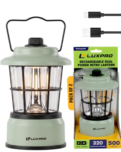 Rechargeable Retro Lantern LED Camping Lantern (2 Count)
