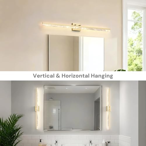 48 Inch Gold Vanity Light Bar Over Mirror Marble Acrylic 3CCT
