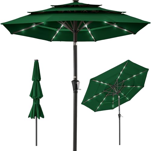 10ft 3 Tier Solar Patio Umbrella