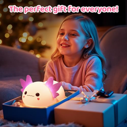 Huggwaii Squishy Axolotl Night Light for Kids