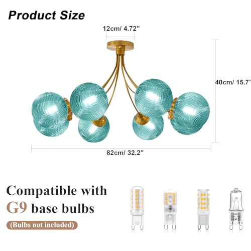 Modern 8 Lights Chandelier Ceiling Pendant Light Dining Room Chandelier Over Table 32.2" Flush Mount Ceiling Lights for Living Room Bedroom Kitchen