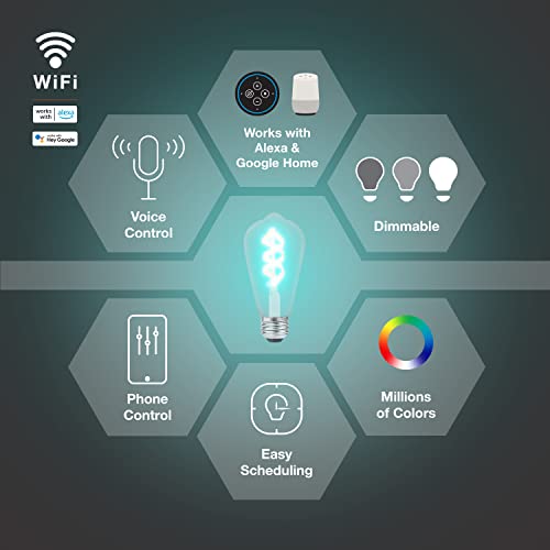 Sylvania WiFi LED Smart ST19 RGBW Color and Amber Finish Filament Light Bulb
