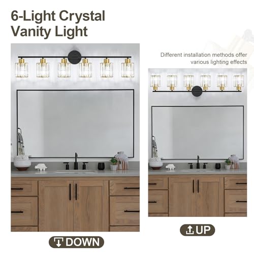 Modern Black Gold Crystal Bathroom Light Fixtures