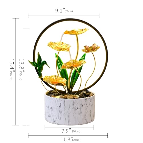 15" H Indoor Modern Tabletop Water Fountain LED Light