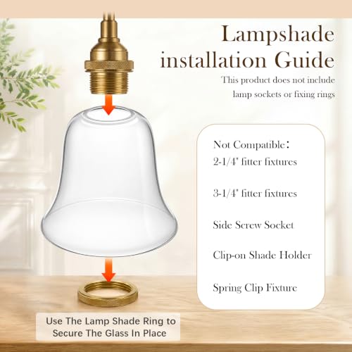 6 Pcs Clear Bell Shaped Glass Lamp Shade Replacement (6 Count)