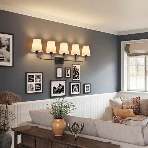 Bathroom Light Fixtures Over Mirror (Black / 5 Light)