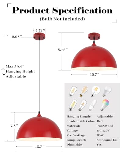 Red Pendant Lights Kitchen Island (2 Count)