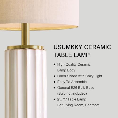 25.75" Off White Ceramic Table Lamp Set of 2 (2 Count)