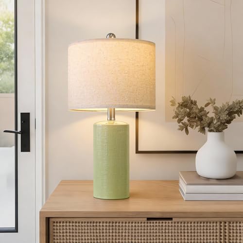 Small Table Lamps 20.25" Bedside Lamps Green Table Lamp for Living Room