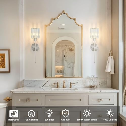 Hardwired Crystal Wall Sconces Set of 2