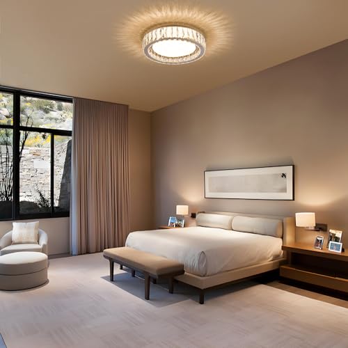 15 Inch Dimmable Modern Crystal LED Flush Mount Ceiling Light
