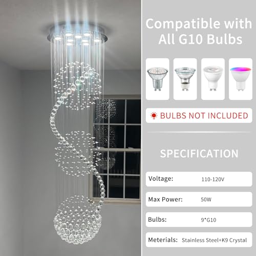 Modern Spectacular Spiral Sphere Rain Drop Chandeliers