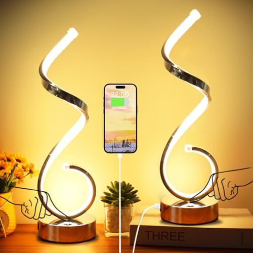Modern Spiral LED Table Lamp Set of 2 (2 Count)