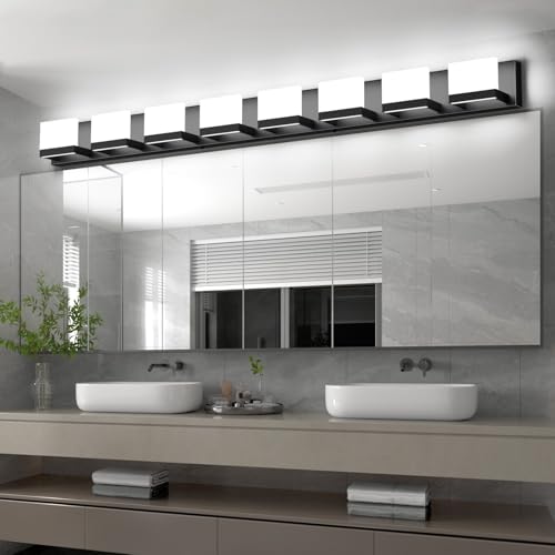 8 Lights Modern LED Black Vanity Light for Bathroom Wall Light Up and Down LED Bathroom Light Fixtures Over Mirror (8 Count)