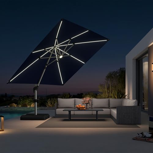 Cantilever Patio Umbrella 10' X 10' Solar LED Light