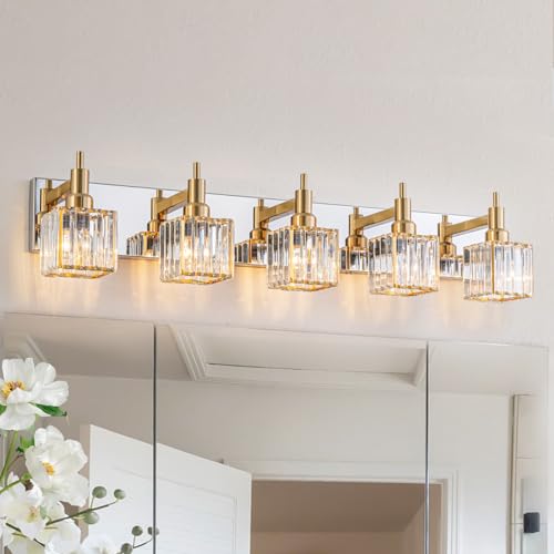 Crystal Bathroom Light Gold Chrome 5
