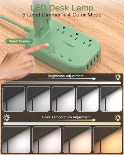 LED Desk Lamp Power Strip with 4 USB 3 Outlets
