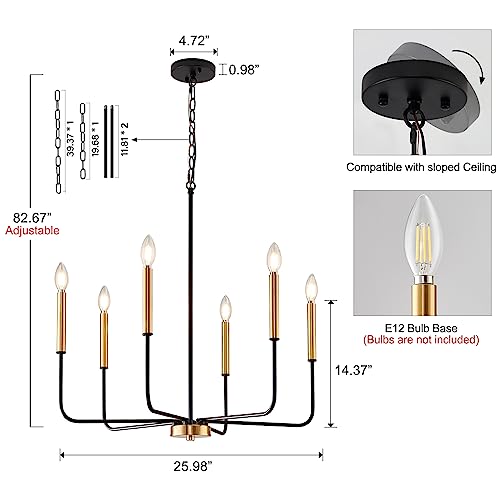 Modern Black and Gold Chandelier for Dining Room