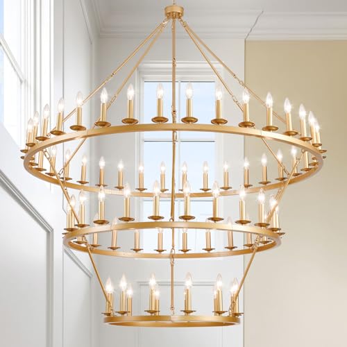 3 Tier Gold Wagon Wheel Chandelier