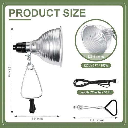 6 Pcs Adjustable Clamp Lamp Light with Aluminum Reflector Up to 150 Watt