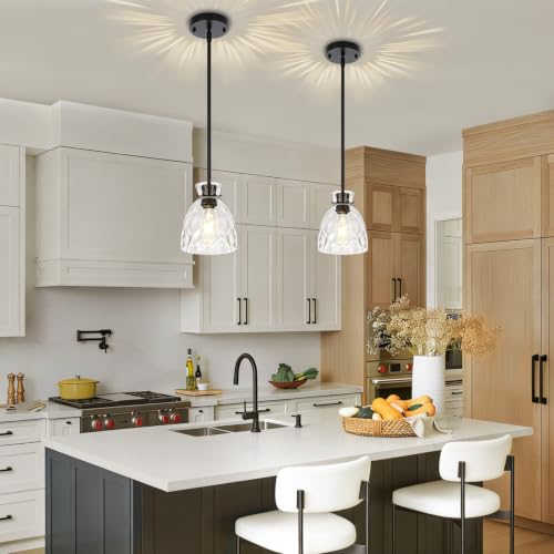 Modern Black Pendant Lights Kitchen Island 2 Pack Hanging Light 5.9"