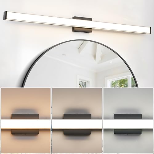 Modern LED Bathroom Vanity Light 48 inch 32W Dimmable 3CCT Bathroom Light Fixture Over Mirror Rectangle Bath Vanity Light Bar with Double Layer Acrylic Shade (48 inch(es))