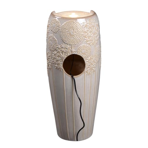 Tall Ivory Ceramic Floral Cascade Fountain
