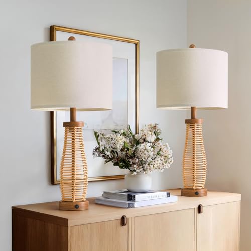 28" Table Lamps Set of 2 with Dual Night Lights (2 Count)