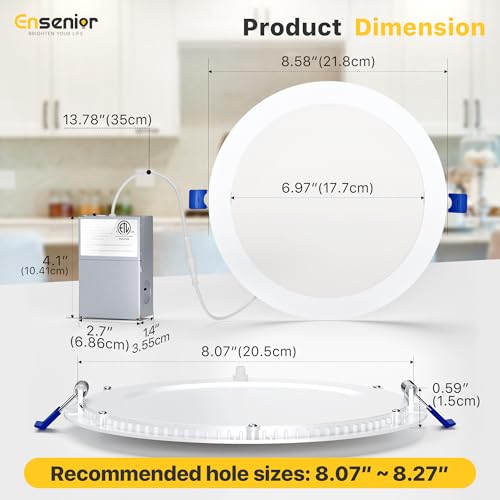 12 Pack 8 Inch LED Recessed Ceiling Light (12 Count)