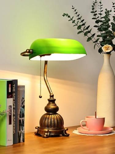 Retro Green Glass Bankers Desk Lamp