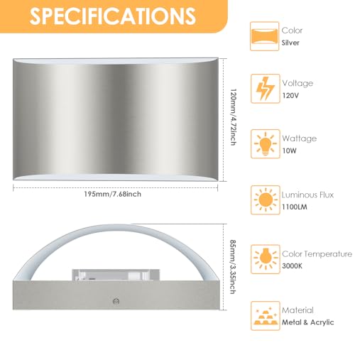 Modern LED Wall Sconces Set of 2 (2 Count)
