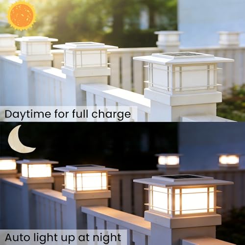 4x4 Solar Post Cap Lights Outdoor with 2 Color Modes (12 Count)