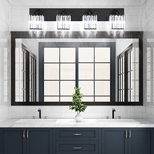 Black Light Fixtures Bathroom Vanity Light Crystal Modern Vanity Light for Bathroom 4 Light