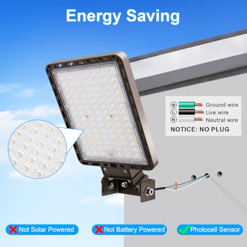 240W LED Parking Lot Light Trunnion Mount Dusk to Dawn Photocell