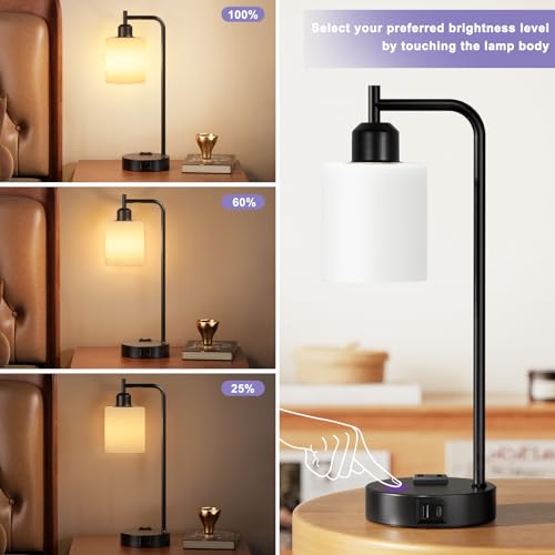Industrial Touch Bedside Lamps for Bedrooms Set of 2 (2 Count)