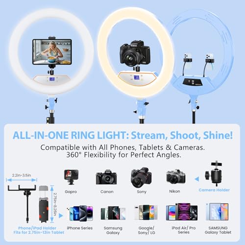Large 22" Ring Light with Stand for iPad Makeup