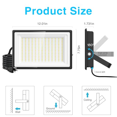 2 Pack 200W LED Flood Light Outdoor (2 Count)