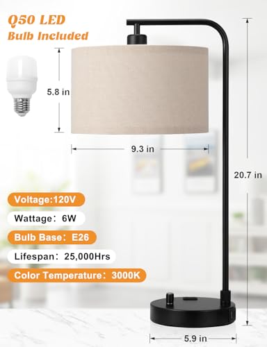 20.7" Tall Table Lamp with USB & Outlet