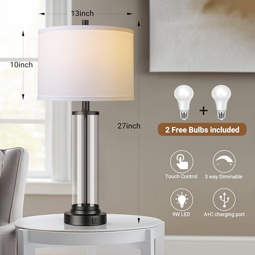 Glass Table Lamps Set of 2 (2 Count)