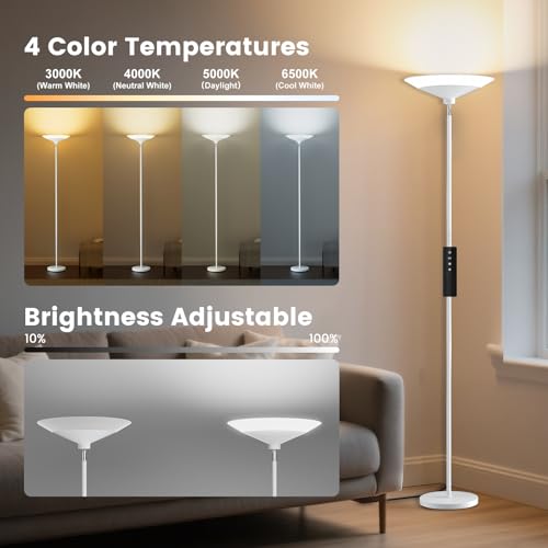 White Torchiere Floor Lamp